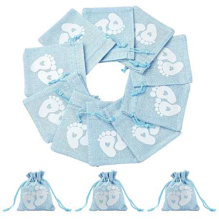 Baby Footprint Polyester Drawstring Bags ABAG-FZC0001-01A-1
