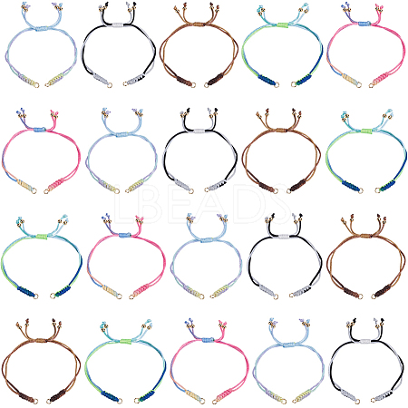 20Pcs Adjustable Braided Nylon Thread Link Bracelet Makings AJEW-SC0003-68G-1