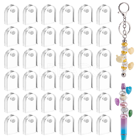 100Pcs Transparent Acrylic DIY Semicircle Shape Charms for Pen OACR-GA0001-29-1