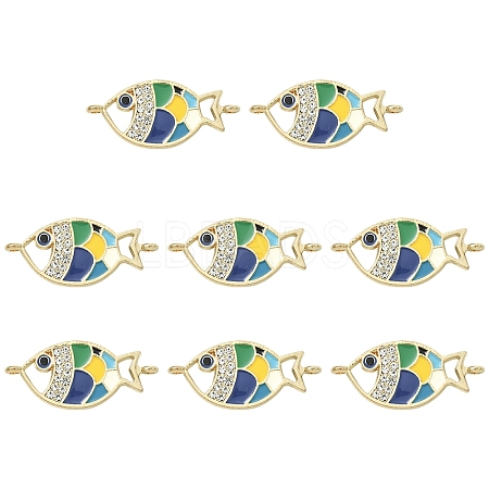 10Pcs Alloy Enamel Fish Links Connectors ENAM-YW0005-86B-1