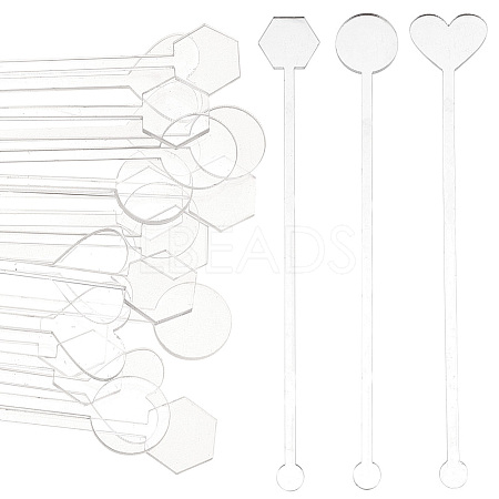  30Pcs 3 Style Transparent Acrylic Stirring Rods TACR-NB0001-30B-1