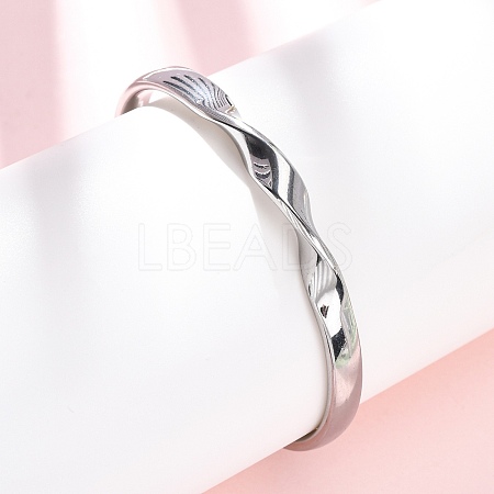 304 Stainless Steel Cuff Bangles for Women BJEW-D361-03P-1