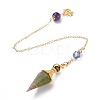 Resin Hexagonal Pointed Dowsing Pendulums(Brass Finding and Gemstone Inside) G-L521-A08-2