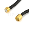 Black Braided Leather Cord Bracelet Making MAK-F037-01G-3