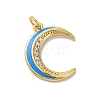Moon Rack Plating Brass Micro Pave Cubic Zirconia Enamel Pendants KK-G504-06G-03-1