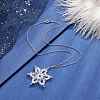 Synthetic Hematite & Glass Beaded Snowflake Pendant Necklace NJEW-JN04272-2