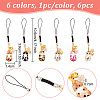 6Pcs 6 Colors Cat & Flower Alloy Enamel Pendant Decoration HJEW-AB00466-2