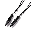 Gemstone Bullet Pendant Necklace with Nylon Cord for Women G-A210-06-2