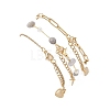304 Stainless Steel Heart & Natural Labradorite Nuggets Link Chain 3 Layer Stackable Necklaces BJEW-JB12459-02-5