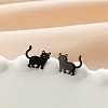 Stainless Steel Cat Shape Stud Earrings PW-WGC97C2-04-1