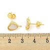 Brass with Shell Stud Earring Findings KK-G490-04G-3