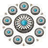 10Pcs Tibetan Style Alloy with Synthetic Turquoise Buttons BUTT-HY0001-09-1