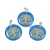 Synthetic Turquoise Flat Round Pendants G-Q188-01P-04-1