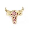 Cubic Zirconia OX Head Open Cuff Ring RJEW-I086-12G-3