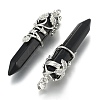Natural Dyed & Heated Black Agate Pointed Pendants G-O164-02-P04-2