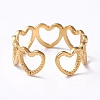 Ion Plating(IP) 304 Stainless Steel Hollow Out Heart Wrap Open Cuff Ring for Women RJEW-C046-10G-3