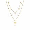 Elegant Double-layer Stainless Steel Moon Star Pendant Necklaces for Women LZ1319-1-4