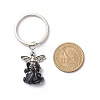 Natural Obsidian Angel Pendant Keychain KEYC-JKC00382-02-2