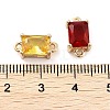 Brass Pave Faceted Glass Connector Charms X-KK-Q811-01-3