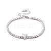 Clear Cubic Zirconia Tennis Bracelet with Heart BJEW-E015-03P-1