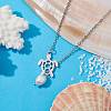 Natural Pearl & Hollow Turtle Lariat Necklaces NJEW-JN04528-02-5