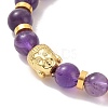 Natural Amethyst & Alloy Buddha Head Beaded Strech Bracelets BJEW-JB09420-01-2
