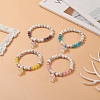4Pcs 4 Color Natural Howlite Round Beaded Stretch Bracelets Set BJEW-TA00235-2