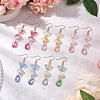 5 Pairs 5 Colors Glass Dangle Earrings EJEW-JE06297-1