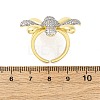 Brass Micro Pave Clear Cubic Zirconia Cuff Rings for Women RJEW-H248-02GP-5
