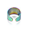 Ion Plating(IP) Rainbow Color 304 Stainless Steel Snake Pattern Open Cuff Ring RJEW-S405-257M-3