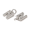 Brass Micro Pave Grade AAA Cubic Zirconia Charms ZIRC-P067-11P-N-NR-3