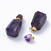 Faceted Natural Amethyst Openable Perfume Bottle Pendants G-E564-11A-G-1