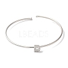 Rack Plating Brass Micro Pave Clear Cubic Zirconia Letter Open Cuff Bangles BJEW-A018-01P-D-2