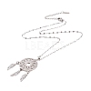 Non-Tarnish Woven Net/Web with Feather 304 Stainless Steel Pendant Necklaces for Women NJEW-G087-02P-3