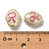 Flower Theme Printed Handmade Porcelain Beads LAMP-D303-06A-02-4