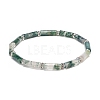 Natural Moss Agate Column Beaded Stretch Bracelet BJEW-JB08989-05-1