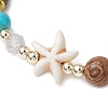 Adjustable Dyed Synthetic Turquoise & Coconut & Wood & Pearl Braided Bead Bracelets BJEW-JB10721-01-3