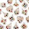 30Pcs 6 Styles Iron & Glass Pendants IFIN-FS0001-52-3