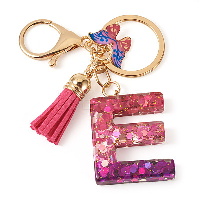 Alloy Resin Butterfly Keychains KEYC-TADJ0002-02G-E-1