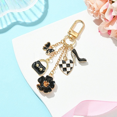 Flower/Bag/Heart Alloy Enamel Pendant Decoration HJEW-FS00025-01-1
