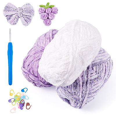 3 Rolls Super Bulky Plush Polyester Chenille Yarn OCOR-MB0001-06A-1