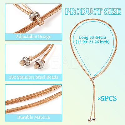 Waxed Polyester Cord Slider Necklace Making NJEW-TAC0018-03-1