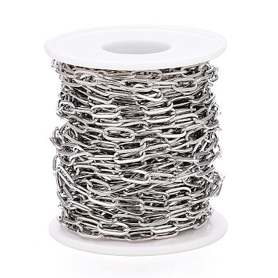 Tarnish Resistant 304 Stainless Steel Paperclip Chains CHS-M003-15P-1