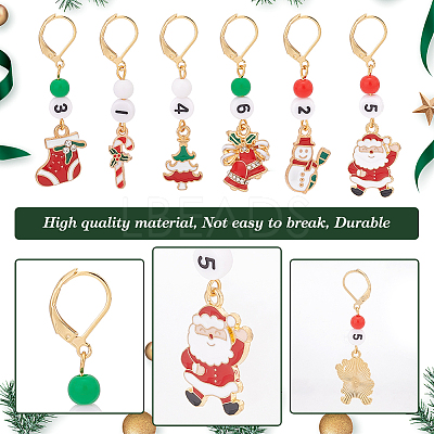 Christmas Theme Alloy Enamel with Rhinestone Pendant Stitch Markers HJEW-AB00351-1