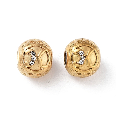 Ion Plating(IP) 304 Stainless Steel Rhinestone European Beads STAS-A092-10K-G-1