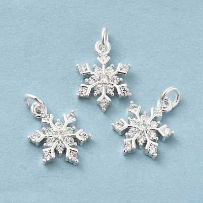 Rack Plating Brass Micro Pave Cubic Zirconia Charms KK-E081-15S-1