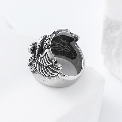 304 Stainless Steel Snake with Eagle Finger Rings for Men TH9949-3-1