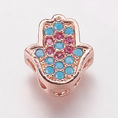 Brass Cubic Zirconia Beads KK-P134-06RG-1