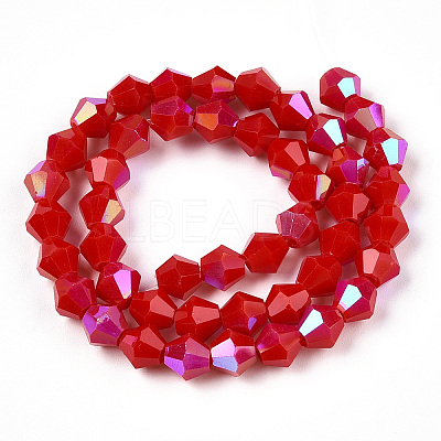 Opaque Solid Color Electroplate Glass Beads Strands EGLA-A039-P6mm-L02-1