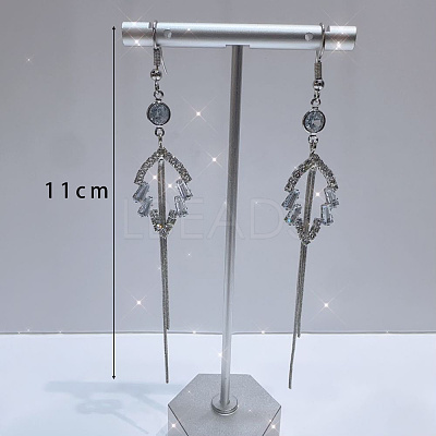 Exaggerated Clear Cubic Zirconia Tassel Dangle Earrings RO8227-1-1